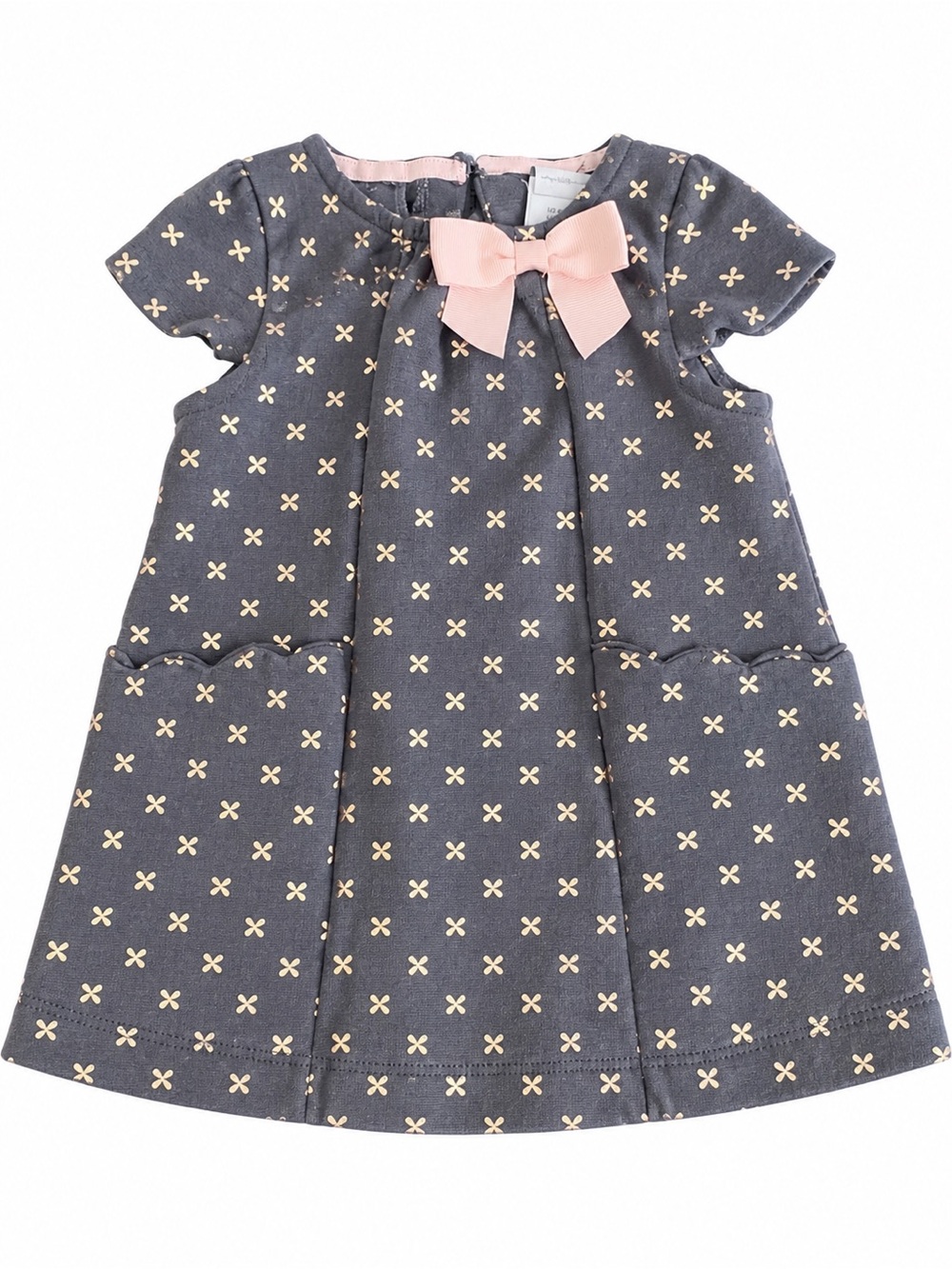 Catherine Malandrino Charcoal Dress with Pink Bow Accent